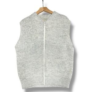 Vtg LL Bean Sweater Vest High Trek Yarn Wool Full Zip Ribbed USA Gorpcore Sz XL